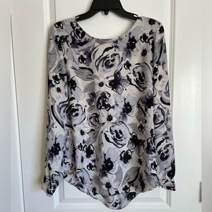 Rose & Olive Floral Blouse with Cut Out Back, Large
